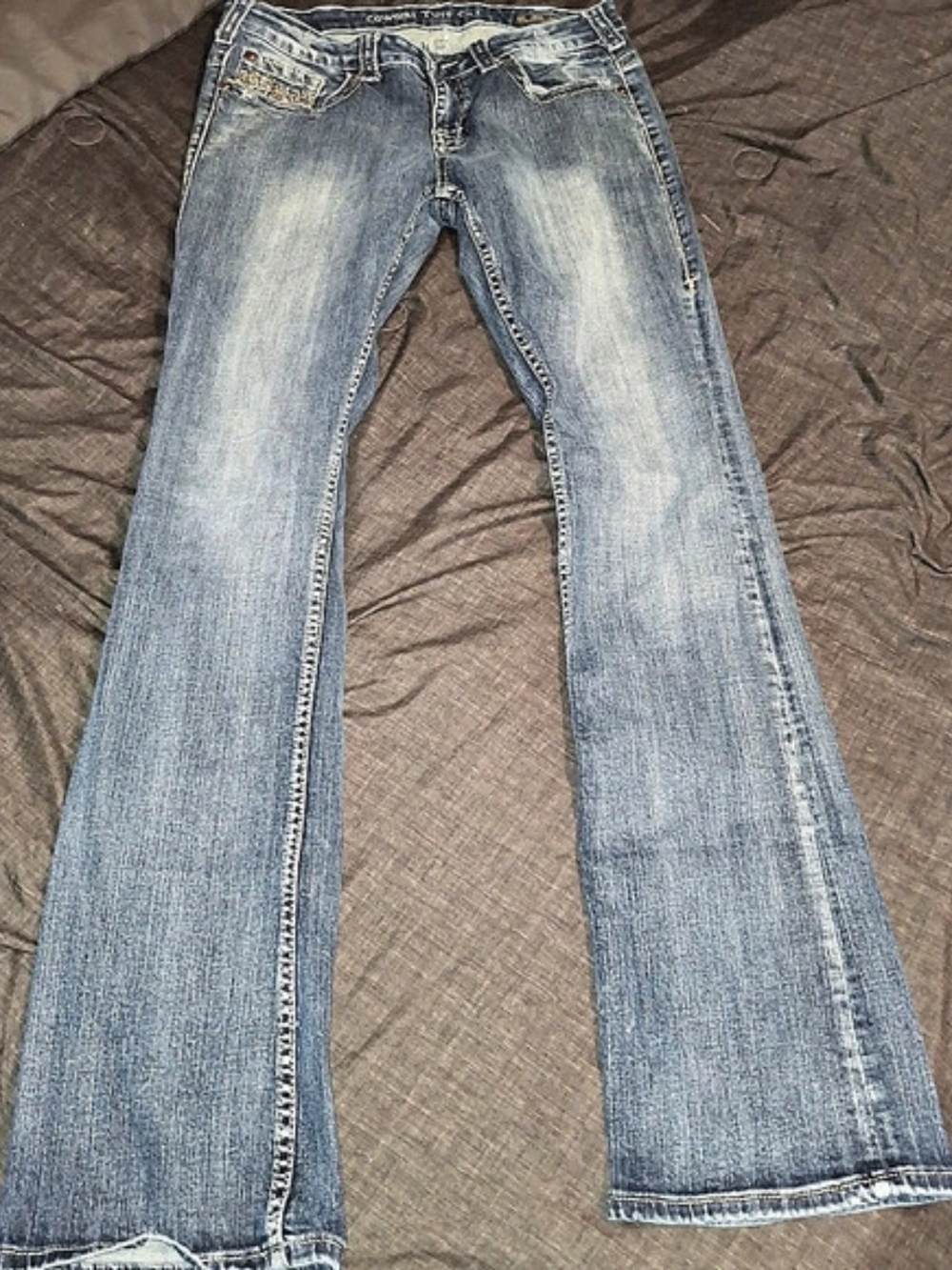 Cowgirl Tuff Co Dark Don't Fence Me In Bootcut Jeans Blue Size 31